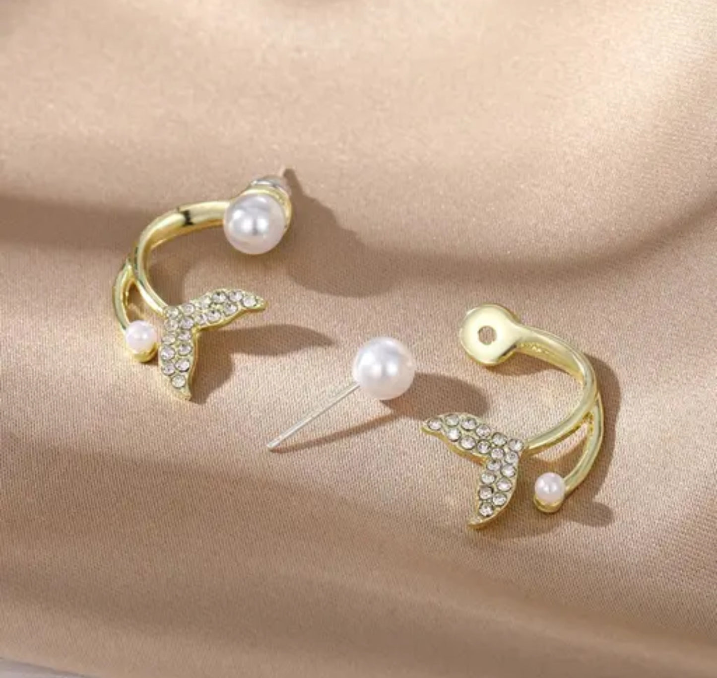 Korean Heart-Bow Drop Earrings