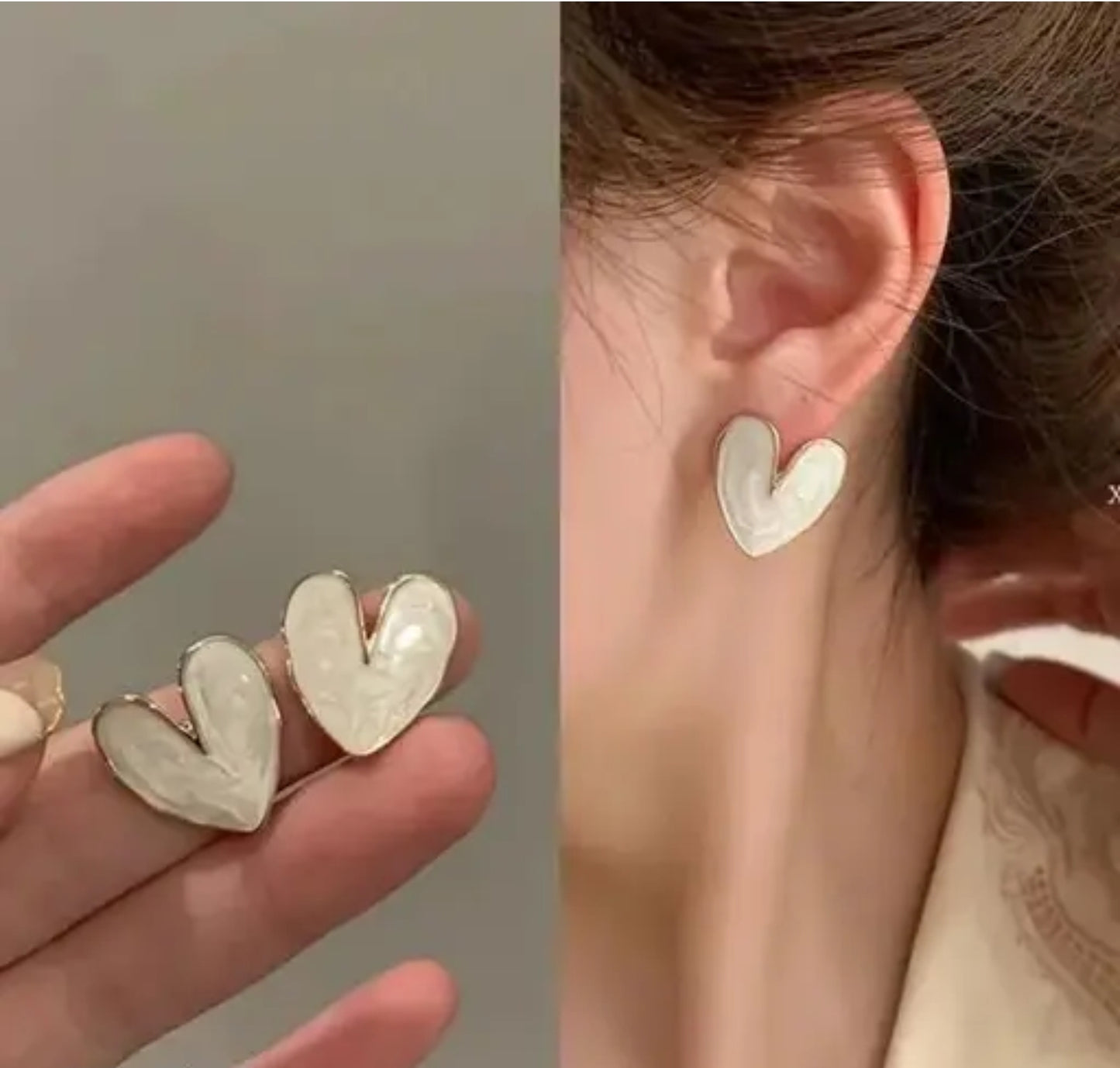 Korean Heart Shaped Earrings Stud