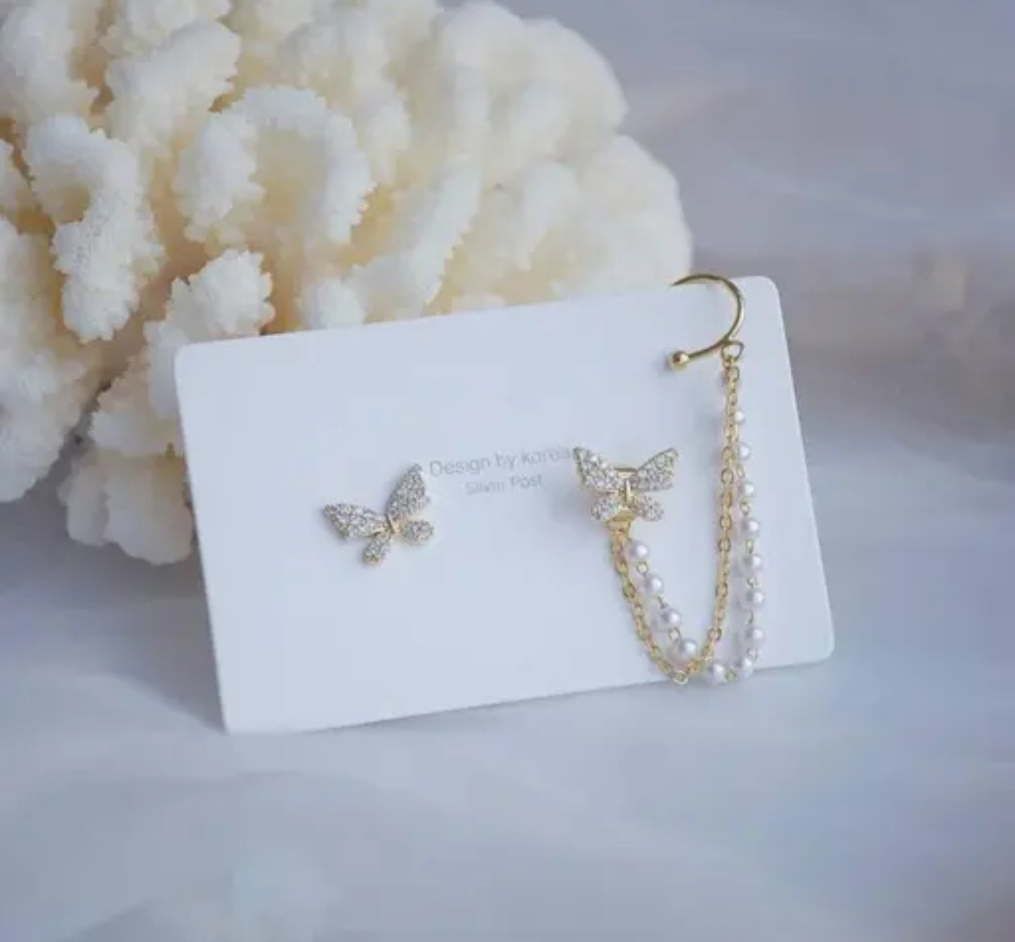 Korean Butterfly Loop Earrings Set