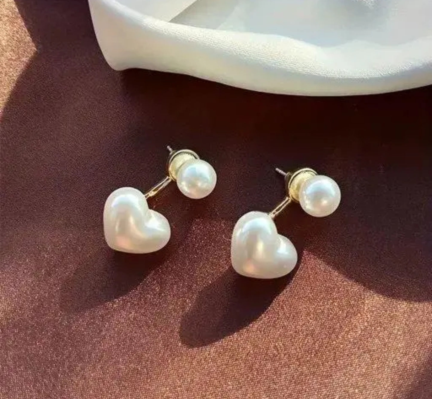 Korean Heart Drop Pearl Earrings
