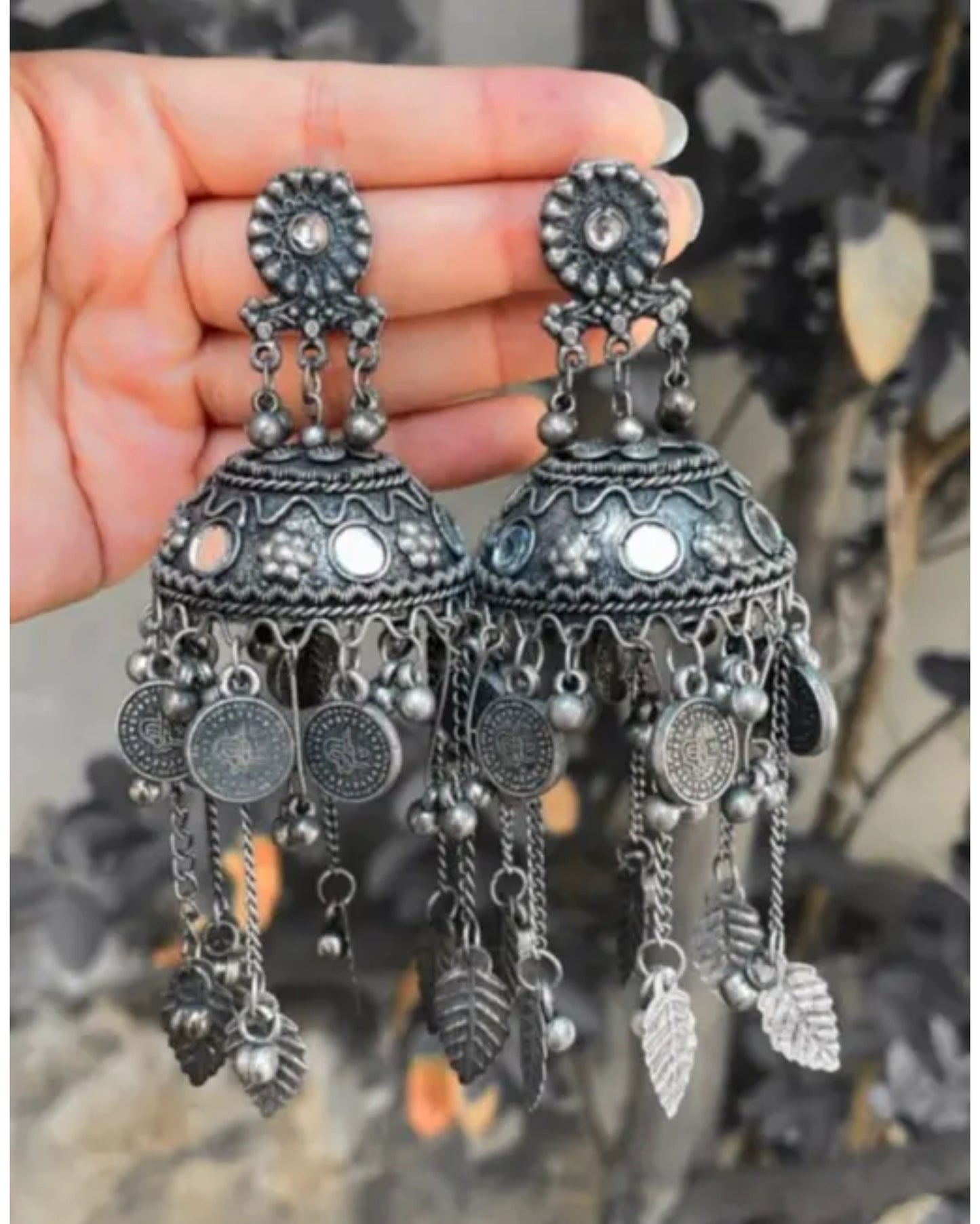 Oxidised Dreamcatcher Jhumkhas