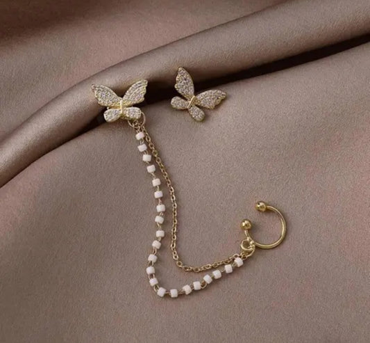 Korean Butterfly Loop Earrings Set