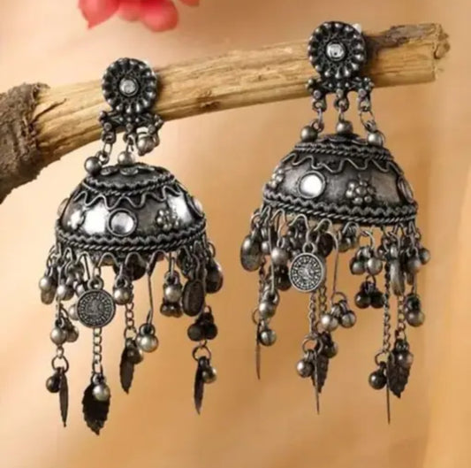 Oxidised Dreamcatcher Jhumkhas
