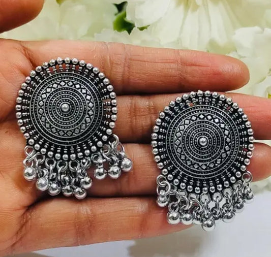 Oxidised Traditional Round Jhumkhas