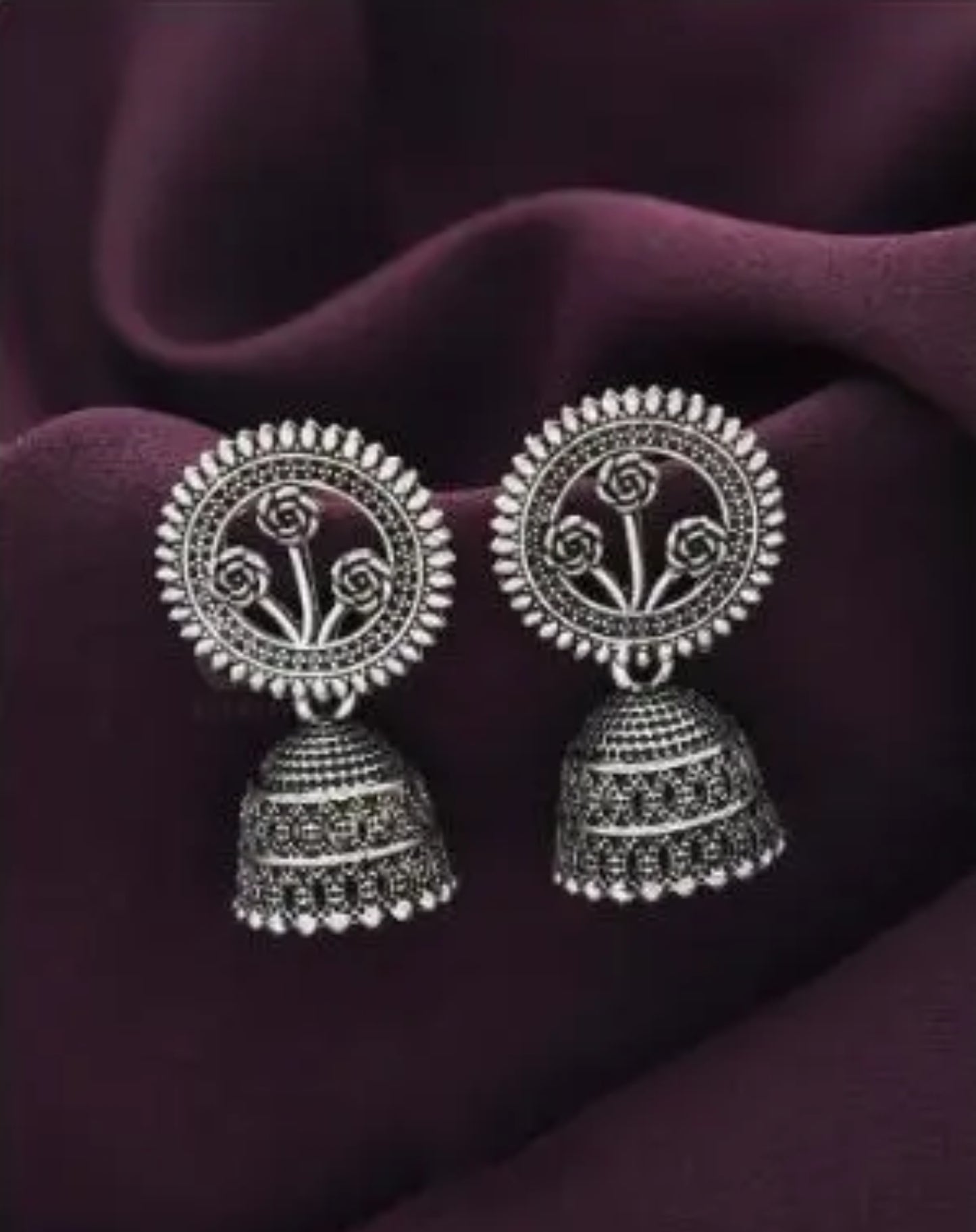 Oxidised Traditional Jhumkhas (Pack of 4)