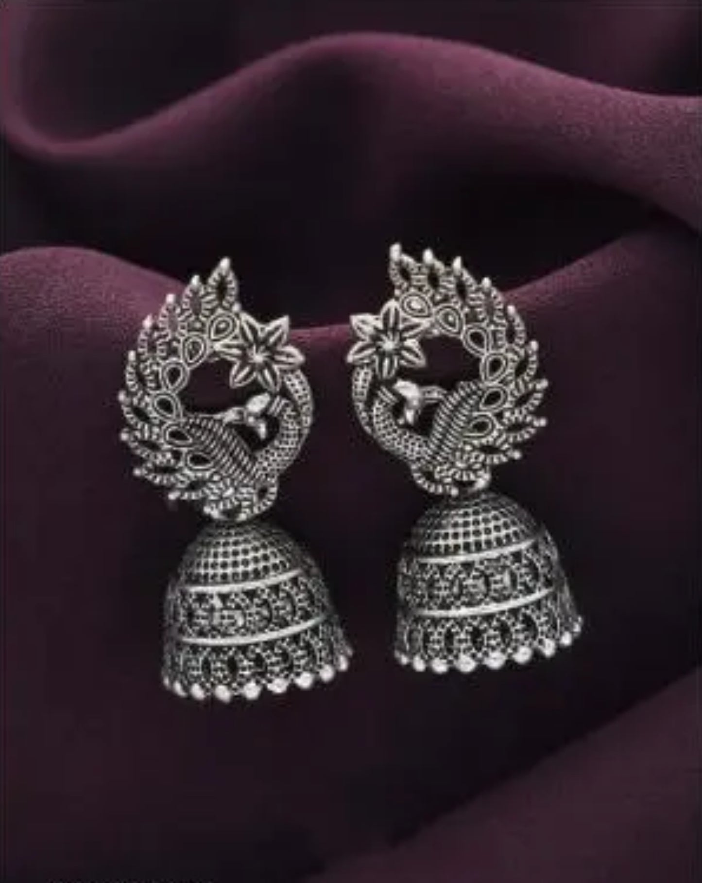Oxidised Traditional Jhumkhas (Pack of 4)