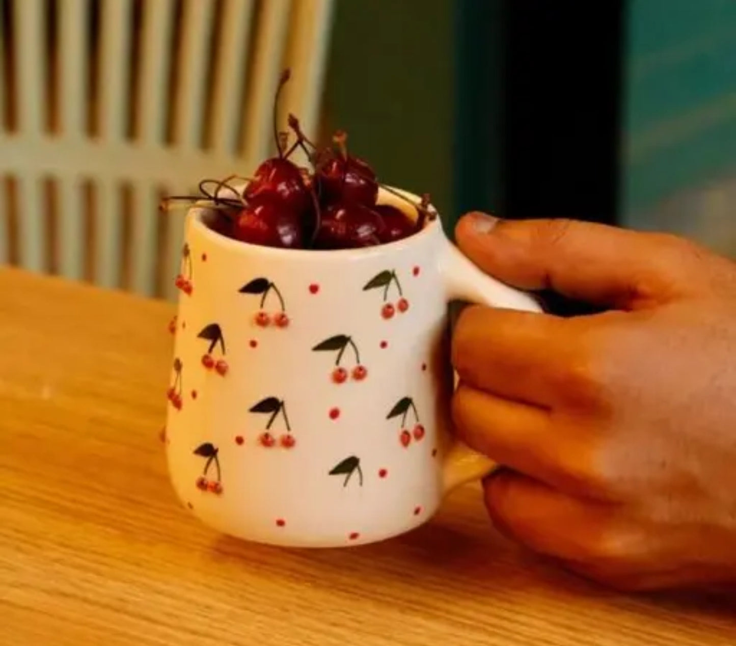Quirky Cherry Hand-painted Mug