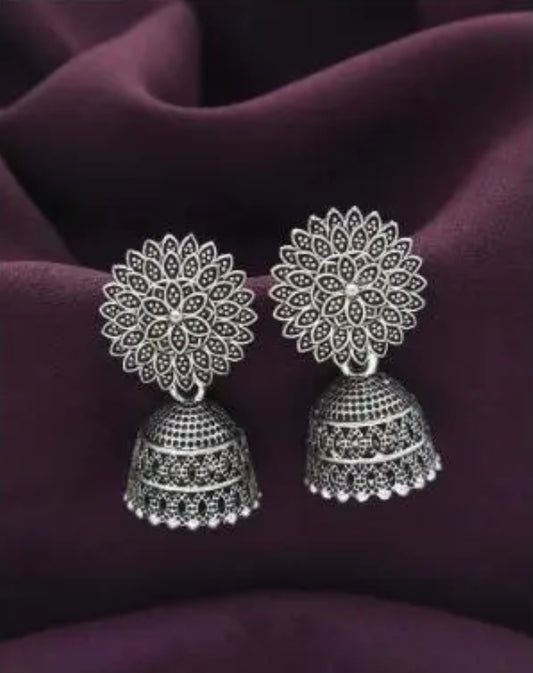 Oxidised Traditional Jhumkhas (Pack of 4)
