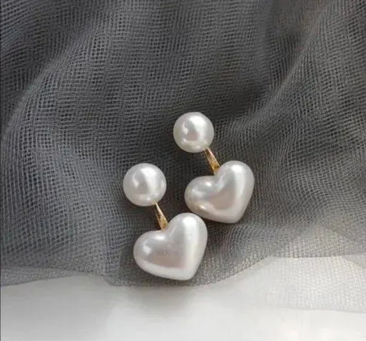 Korean Heart Drop Pearl Earrings