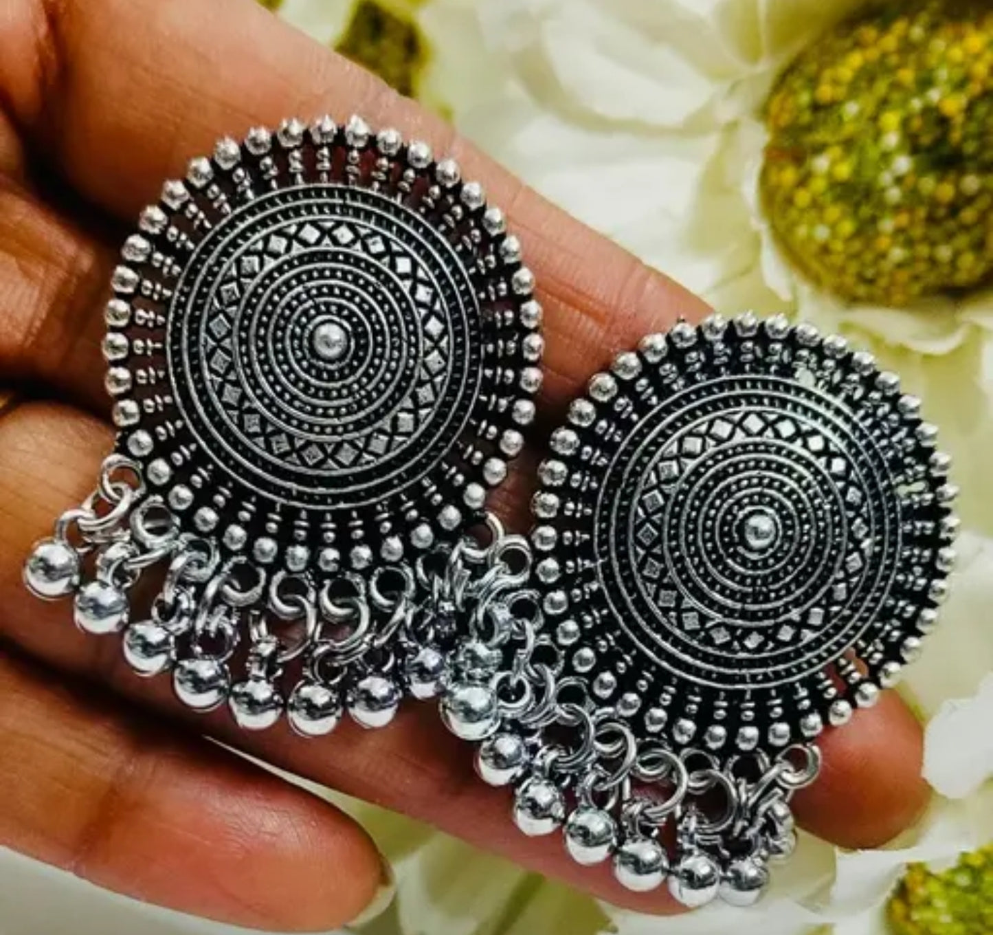 Oxidised Traditional Round Jhumkhas