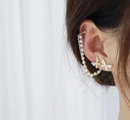 Korean Butterfly Loop Earrings Set