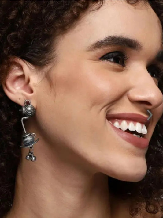Oxidised Quirky Ketli Tea Earrings