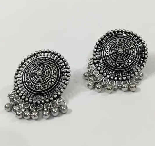 Oxidised Traditional Round Jhumkhas