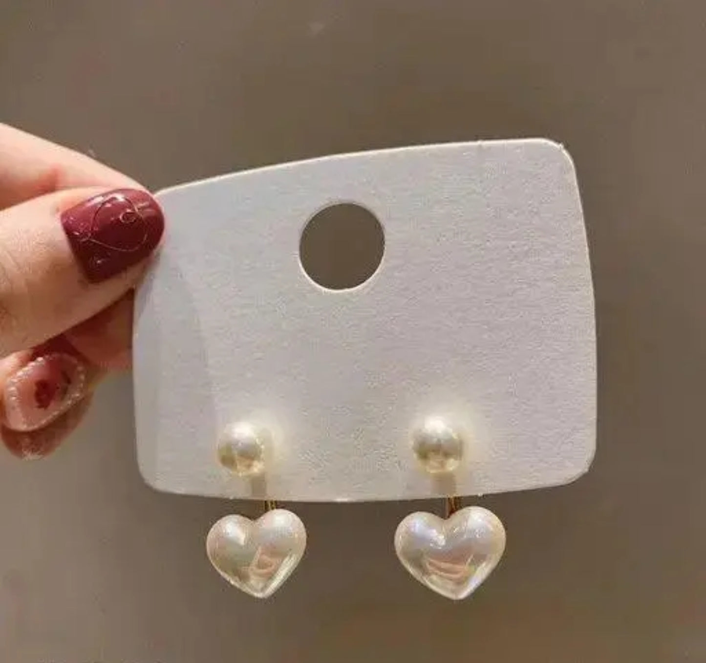 Korean Heart Drop Pearl Earrings