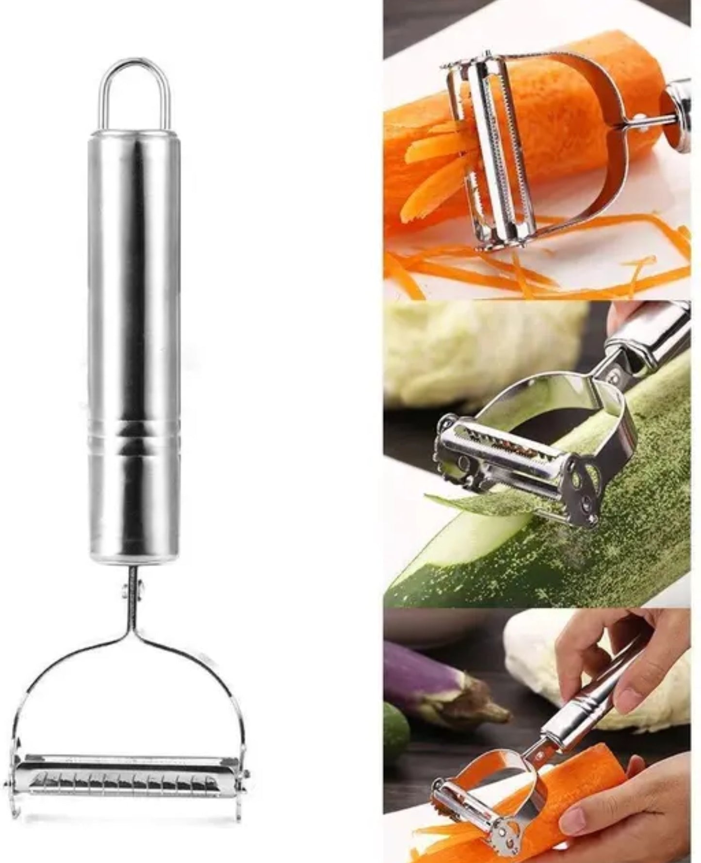 Stainless Steel Multi-Functional Peeler (Silver, 18 x 8.2 x 2.4 cm)